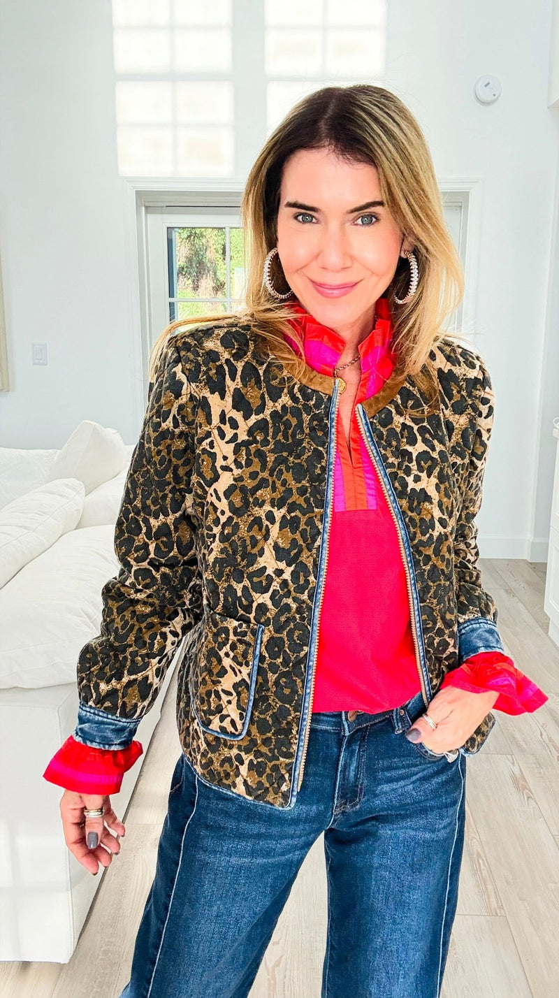 Wild Moonlight Leopard Quilt Jacket-160 Jackets-JODIFL-Coastal Bloom Boutique, find the trendiest versions of the popular styles and looks Located in Indialantic, FL