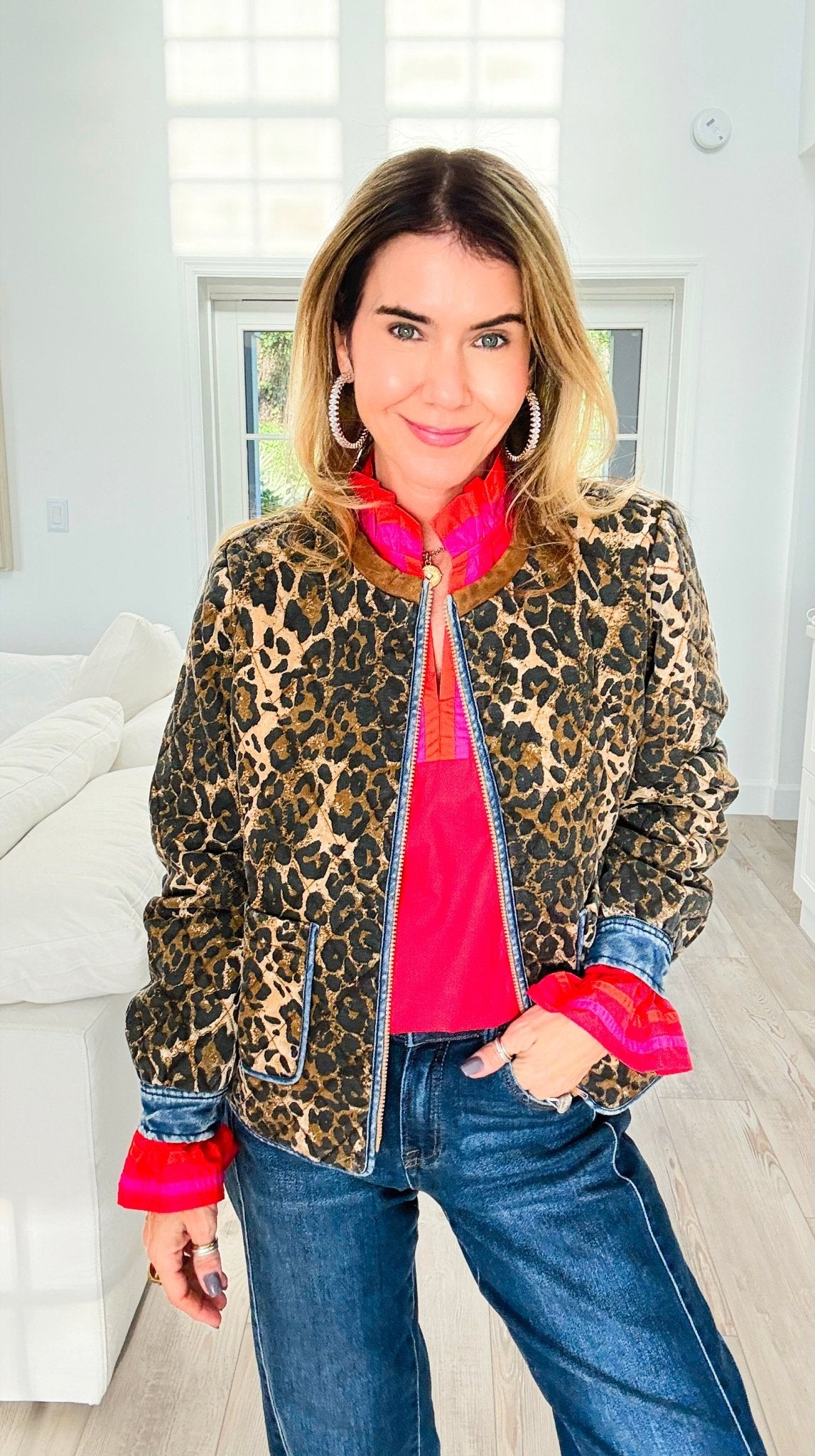 Wild Moonlight Leopard Quilt Jacket-160 Jackets-JODIFL-Coastal Bloom Boutique, find the trendiest versions of the popular styles and looks Located in Indialantic, FL