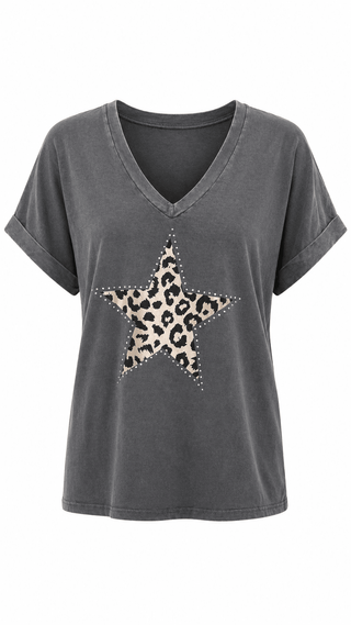 Wild Star Shine V-Neck Italian Graphic Tee