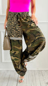 Wild Terrain Patchwork Pants - Olive Camo-170 Bottoms-POL-Coastal Bloom Boutique, find the trendiest versions of the popular styles and looks Located in Indialantic, FL