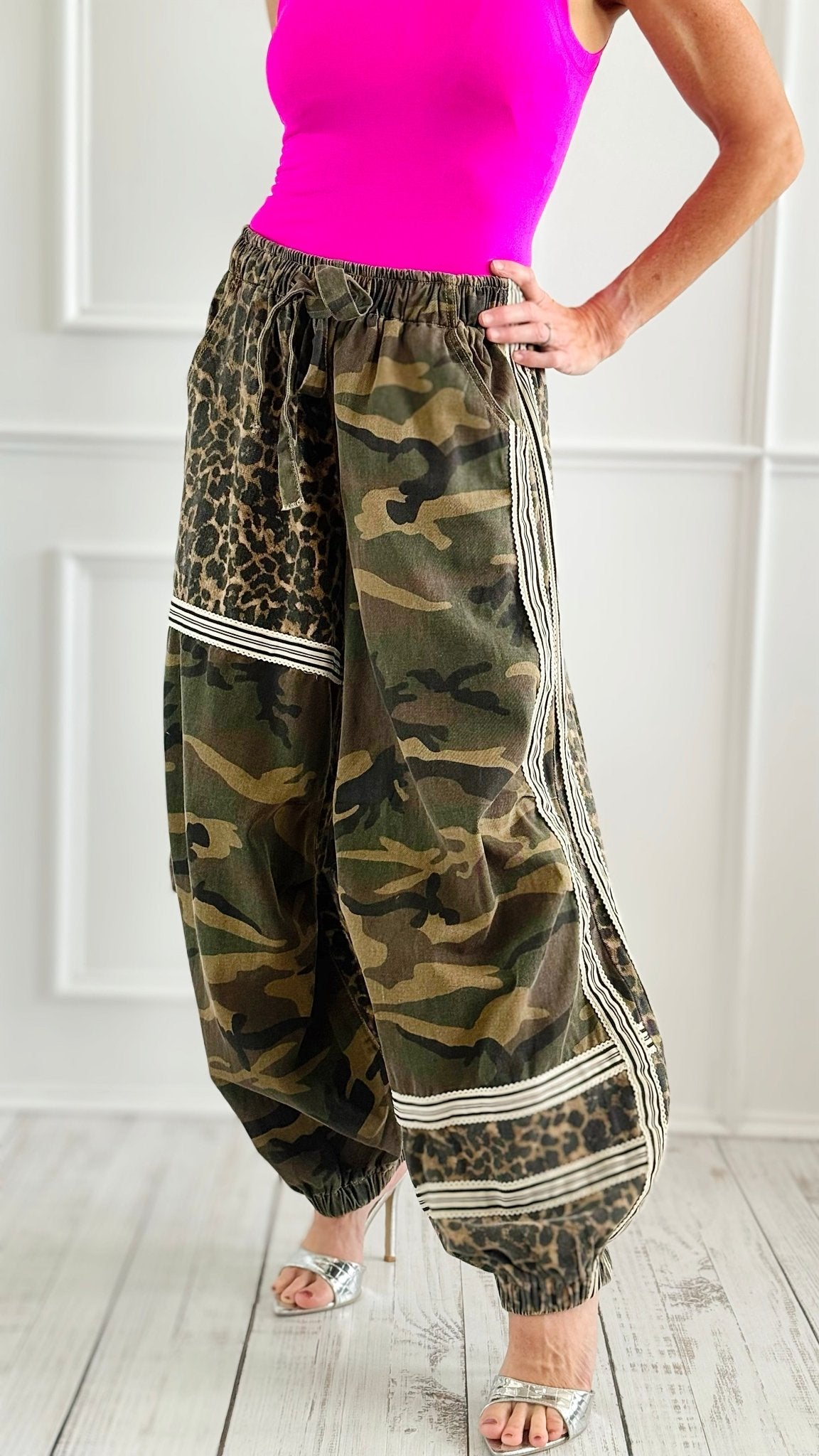 Wild Terrain Patchwork Pants - Olive Camo-170 Bottoms-POL-Coastal Bloom Boutique, find the trendiest versions of the popular styles and looks Located in Indialantic, FL