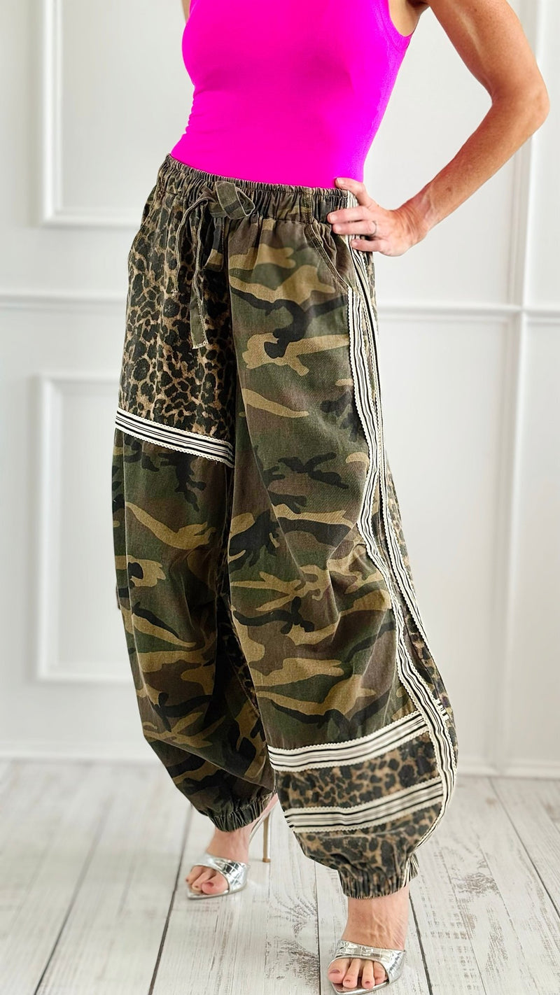 Wild Terrain Patchwork Pants - Olive Camo-170 Bottoms-POL-Coastal Bloom Boutique, find the trendiest versions of the popular styles and looks Located in Indialantic, FL