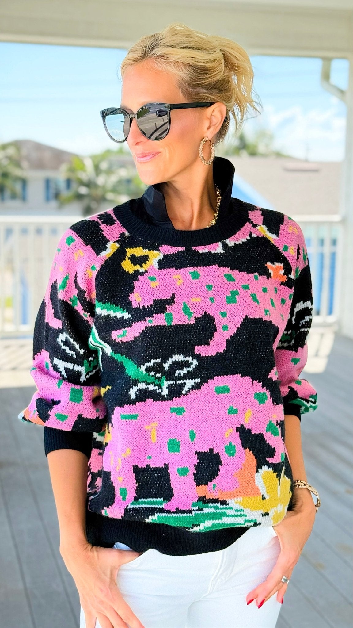 Wild Whimsy Sweater-140 Sweaters-Umgee-Coastal Bloom Boutique, find the trendiest versions of the popular styles and looks Located in Indialantic, FL
