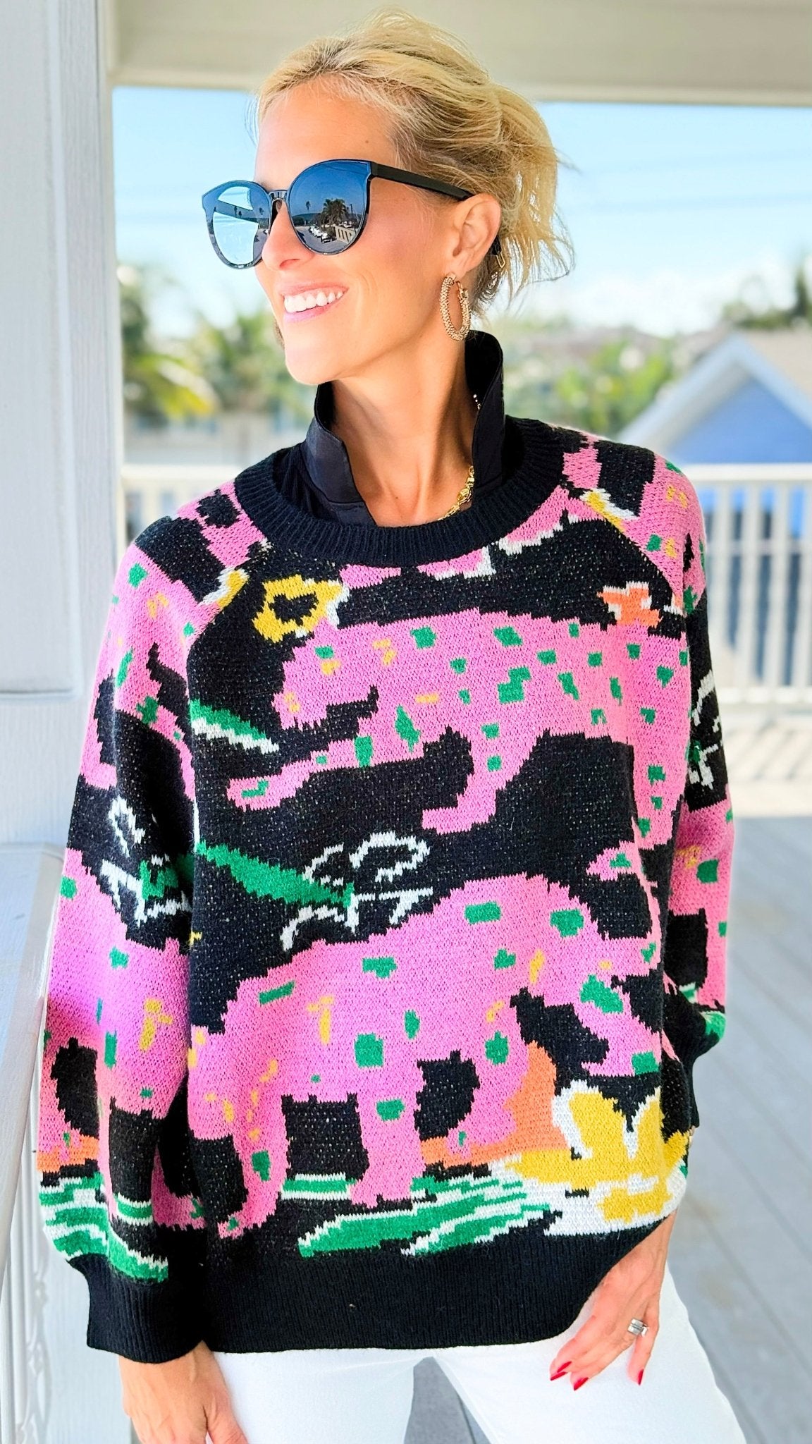 Wild Whimsy Sweater-140 Sweaters-Umgee-Coastal Bloom Boutique, find the trendiest versions of the popular styles and looks Located in Indialantic, FL