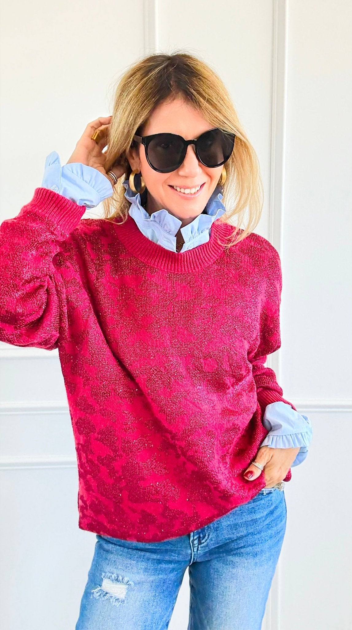 Wild Whispers Relaxed Sweater-140 Sweaters-ROUSSEAU-Coastal Bloom Boutique, find the trendiest versions of the popular styles and looks Located in Indialantic, FL