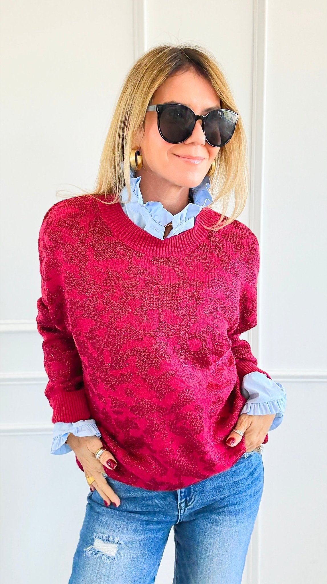 Wild Whispers Relaxed Sweater-140 Sweaters-ROUSSEAU-Coastal Bloom Boutique, find the trendiest versions of the popular styles and looks Located in Indialantic, FL