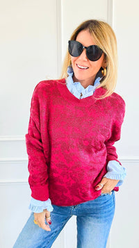 Wild Whispers Relaxed Sweater-140 Sweaters-ROUSSEAU-Coastal Bloom Boutique, find the trendiest versions of the popular styles and looks Located in Indialantic, FL