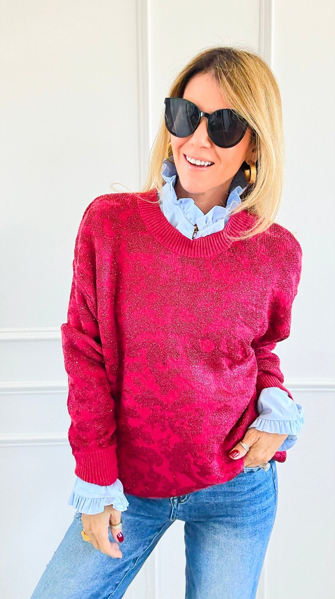 Wild Whispers Relaxed Sweater-140 Sweaters-ROUSSEAU-Coastal Bloom Boutique, find the trendiest versions of the popular styles and looks Located in Indialantic, FL