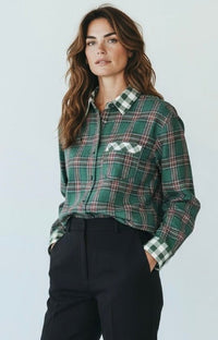 Winter Tales Button Down Top - Hunter Green