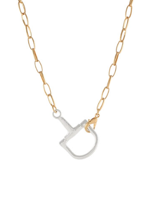 Horsebit Pendant Two Tone Necklace