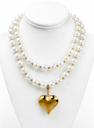 Wrap Around Pearl Heart Necklace - Chansutt