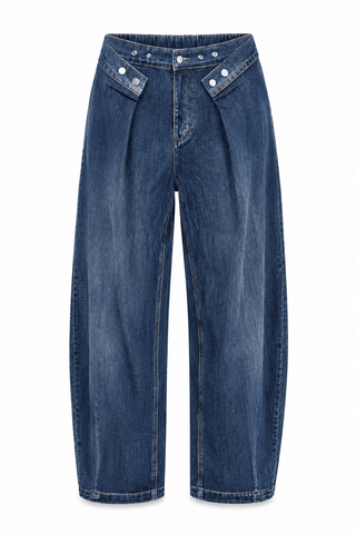 Wrap Detail Denim Pants- Dark Denim
