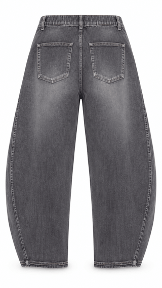 Wrap Detail Denim Pants- Grey