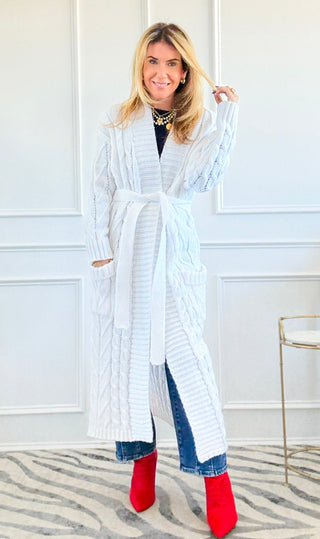 Wrapped in Cable Confidence Cardigan - White