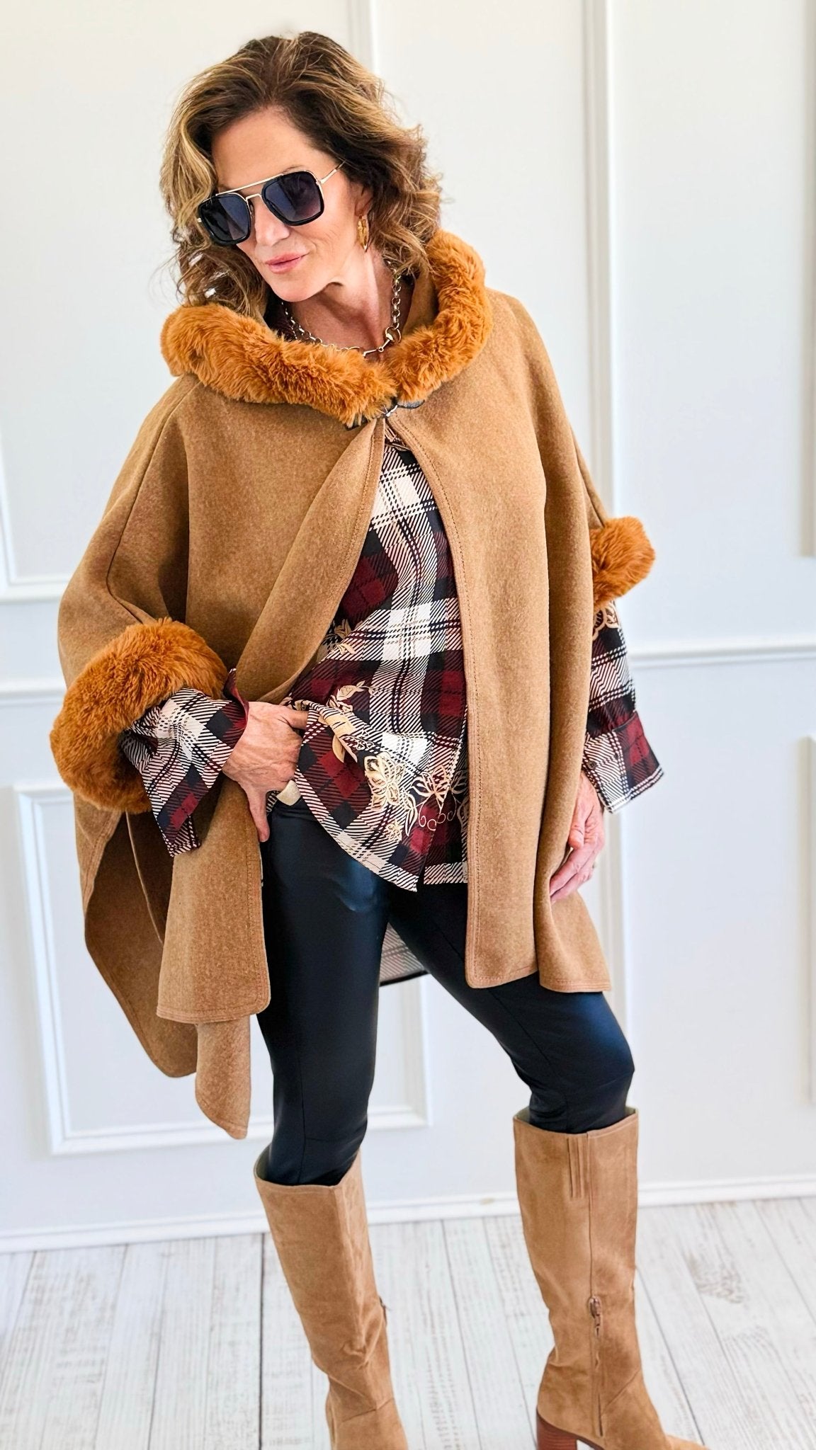 Wrapped in Warmth and Elegance Cape-160 Jackets-Original USA-Coastal Bloom Boutique, find the trendiest versions of the popular styles and looks Located in Indialantic, FL