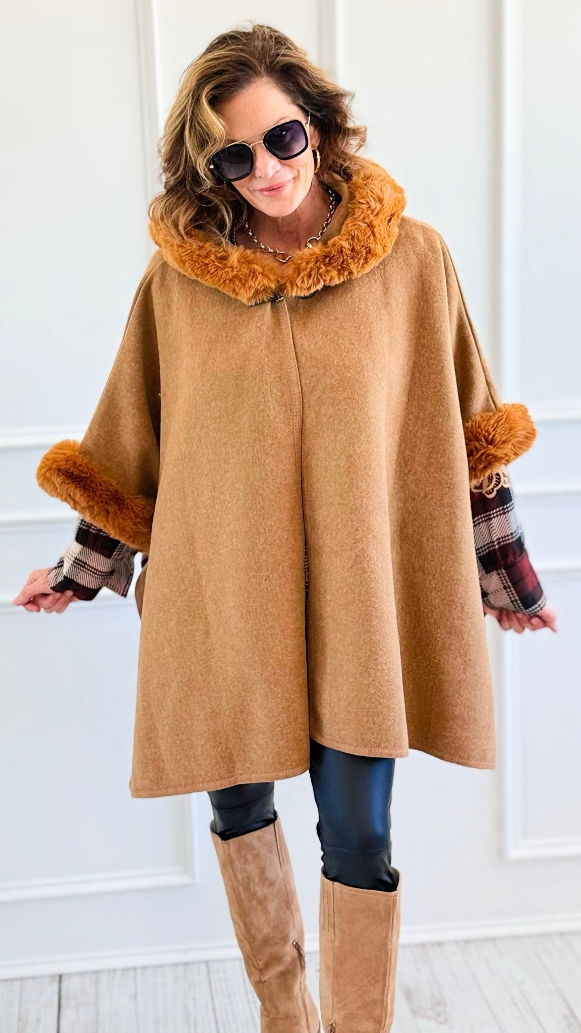 Wrapped in Warmth and Elegance Cape-160 Jackets-Original USA-Coastal Bloom Boutique, find the trendiest versions of the popular styles and looks Located in Indialantic, FL