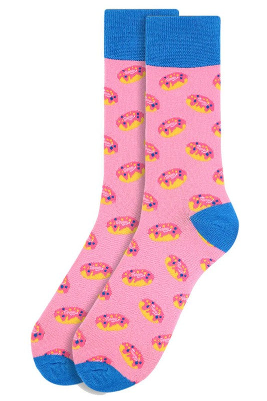 Men's Strawberry Doughnut Novelty Socks-Selini New York-Coastal Bloom Boutique, find the trendiest versions of the popular styles and looks Located in Indialantic, FL