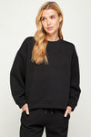 Taylor Textured Sweatshirt - Black-130 Long Sleeve Tops-See and Be Seen-Coastal Bloom Boutique, find the trendiest versions of the popular styles and looks Located in Indialantic, FL