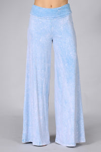 Mineral Wash Wide Leg Pants - Powder Blue-170 Bottoms-Chatoyant-Coastal Bloom Boutique, find the trendiest versions of the popular styles and looks Located in Indialantic, FL