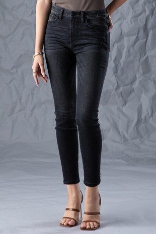 Mid Rise Zip Fly Jeans - Black-190 Denim-Ceros-Coastal Bloom Boutique, find the trendiest versions of the popular styles and looks Located in Indialantic, FL