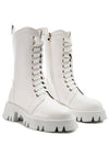 Drill Chunky White Lace-up Ankle Boot-250 Shoes-RagCompany-Coastal Bloom Boutique, find the trendiest versions of the popular styles and looks Located in Indialantic, FL