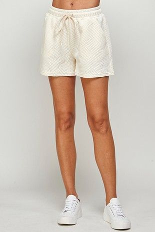 Taylor Textured Shorts - Cream-170 Bottoms-See and Be Seen-Coastal Bloom Boutique, find the trendiest versions of the popular styles and looks Located in Indialantic, FL