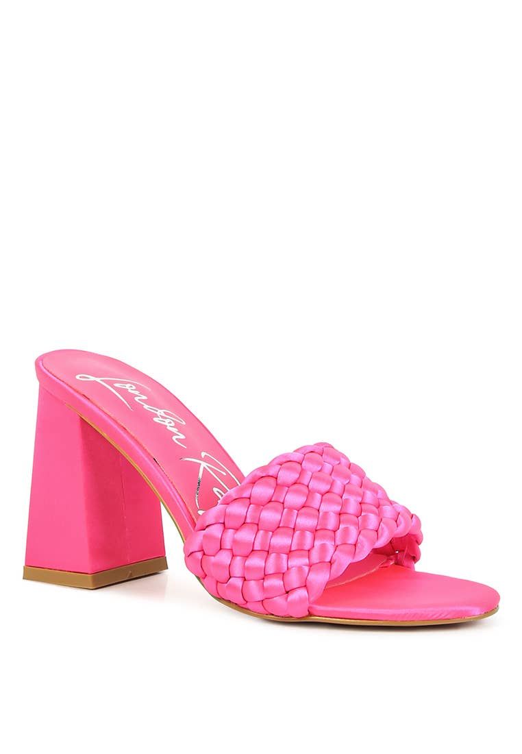 Braided Satin Block Sandals - Neon Pink-250 Shoes-RagCompany-Coastal Bloom Boutique, find the trendiest versions of the popular styles and looks Located in Indialantic, FL