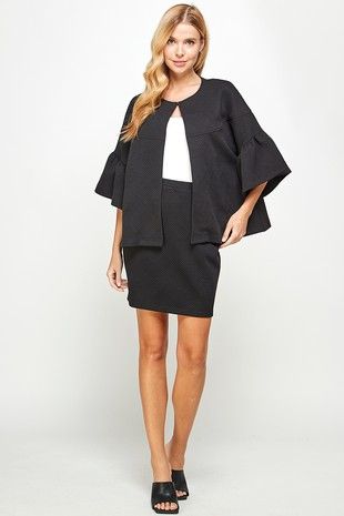 Taylor Ruffle Jacket - Black-160 Jackets-See and Be Seen-Coastal Bloom Boutique, find the trendiest versions of the popular styles and looks Located in Indialantic, FL