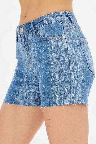 Upscale Denim Print Cut Off Shorts-170 Bottoms-Judy Blue-Coastal Bloom Boutique, find the trendiest versions of the popular styles and looks Located in Indialantic, FL