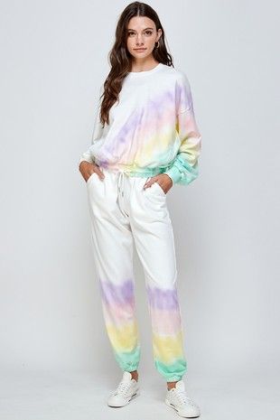 Rainbow Relaxed Terry Top-130 Long Sleeve Tops-SIGNATURE 8-Coastal Bloom Boutique, find the trendiest versions of the popular styles and looks Located in Indialantic, FL