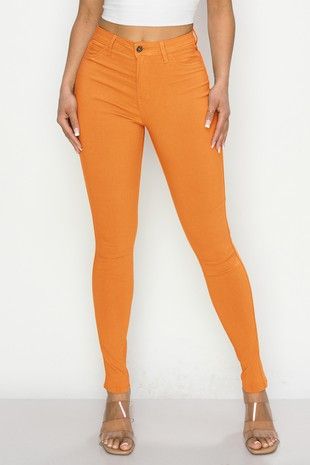 Super Stretch Skinny Jeans - Orange-190 Denim-DENIM ZONE-Coastal Bloom Boutique, find the trendiest versions of the popular styles and looks Located in Indialantic, FL