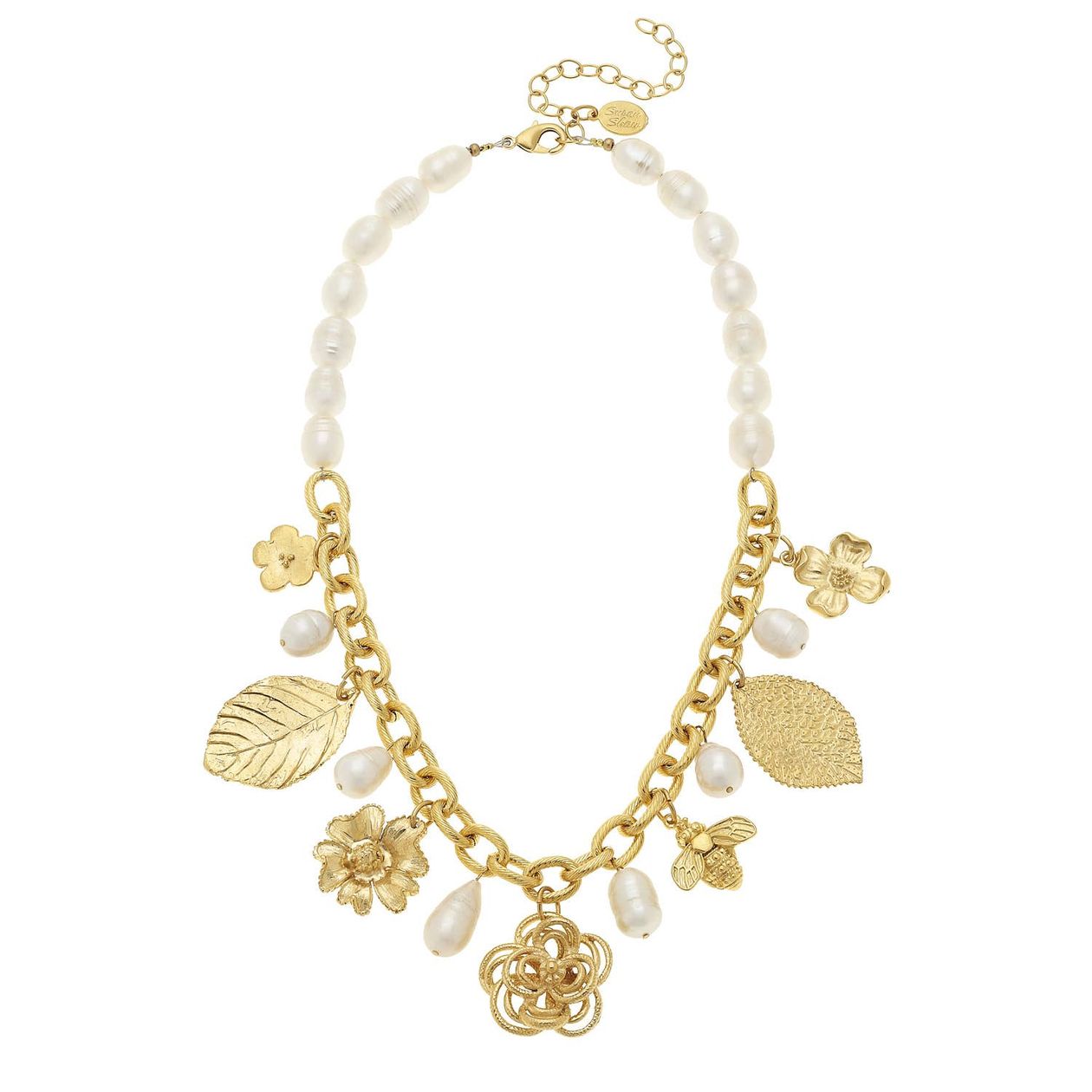 Flora Necklace with Genuine Freshwater Pearls - Susan Shaw-230 Jewelry-SUSAN SHAW-Coastal Bloom Boutique, find the trendiest versions of the popular styles and looks Located in Indialantic, FL