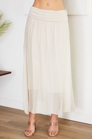 Italian Silk Maxi Skirt - Beige-170 Bottoms-Venti6 Outlet-Coastal Bloom Boutique, find the trendiest versions of the popular styles and looks Located in Indialantic, FL