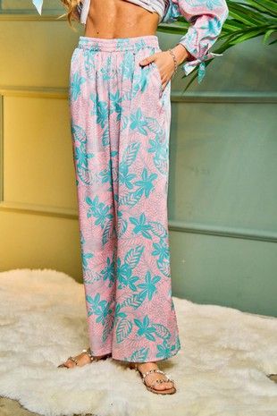Tropical Easy Pants-170 Bottoms-DAVI & DANI-Coastal Bloom Boutique, find the trendiest versions of the popular styles and looks Located in Indialantic, FL