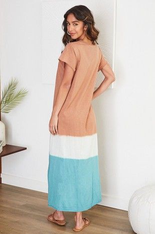 Dip Dye Cotton Italian Maxi Dress - Rust Seafoam-200 dresses/jumpsuits/rompers-Venti6 Outlet-Coastal Bloom Boutique, find the trendiest versions of the popular styles and looks Located in Indialantic, FL