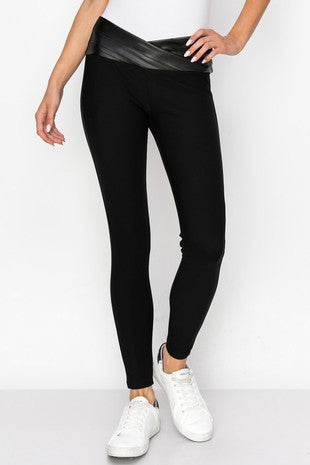 Faux Leather Waist Wrap Pants-170 Bottoms-YELETE-Coastal Bloom Boutique, find the trendiest versions of the popular styles and looks Located in Indialantic, FL