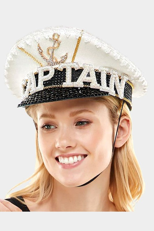 Captain Bedazzled Hat-260 Other Accessories-NYW-Coastal Bloom Boutique, find the trendiest versions of the popular styles and looks Located in Indialantic, FL