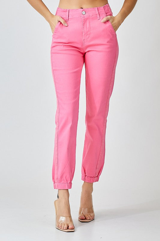 High Rise Side Trim Joggers - Pink-180 Joggers-Risen-Coastal Bloom Boutique, find the trendiest versions of the popular styles and looks Located in Indialantic, FL