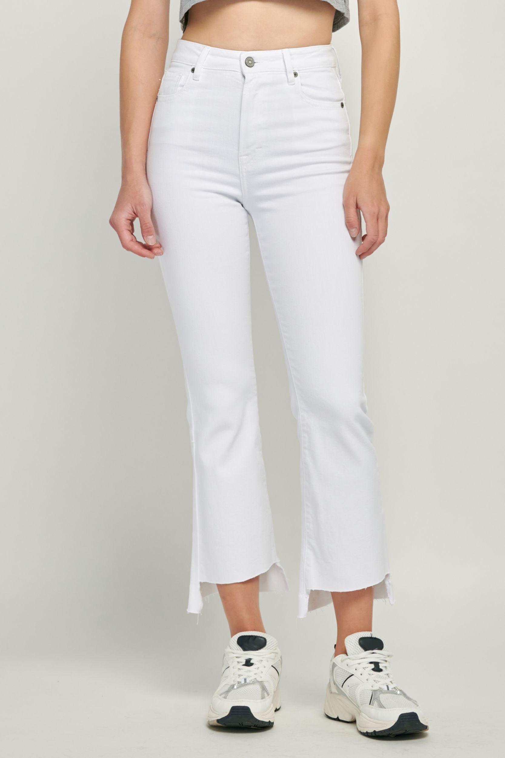 Clean Step Hem Cropped Flare Jeans - White-190 Denim-Hidden-Coastal Bloom Boutique, find the trendiest versions of the popular styles and looks Located in Indialantic, FL