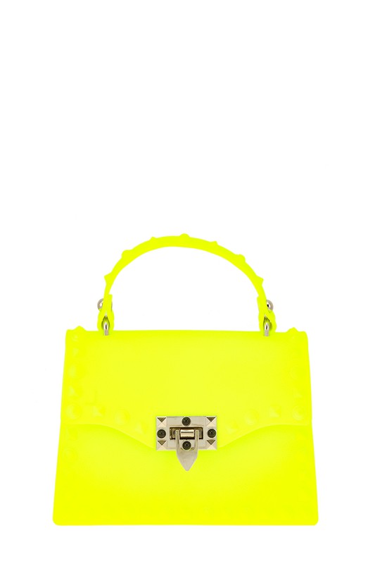 Studded Jelly Bag - Neon Yellow-240 Bags-ICCO ACCESSORIES-Coastal Bloom Boutique, find the trendiest versions of the popular styles and looks Located in Indialantic, FL
