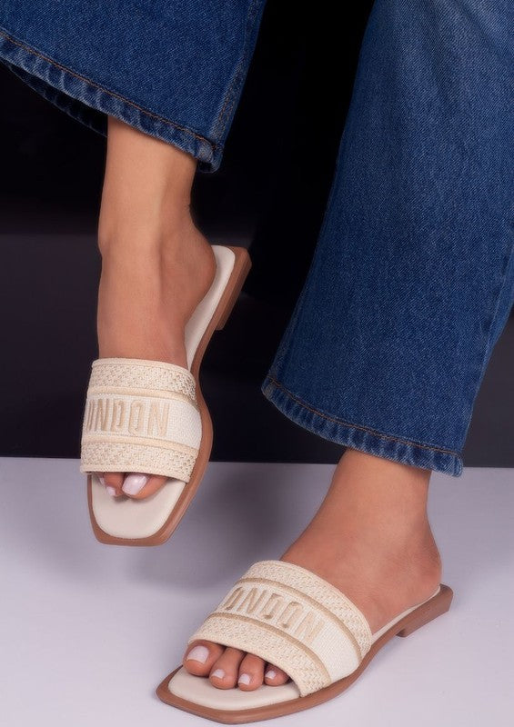 Embroidered Slip On Sandals - London-250 Shoes-Maker's Shoes-Coastal Bloom Boutique, find the trendiest versions of the popular styles and looks Located in Indialantic, FL
