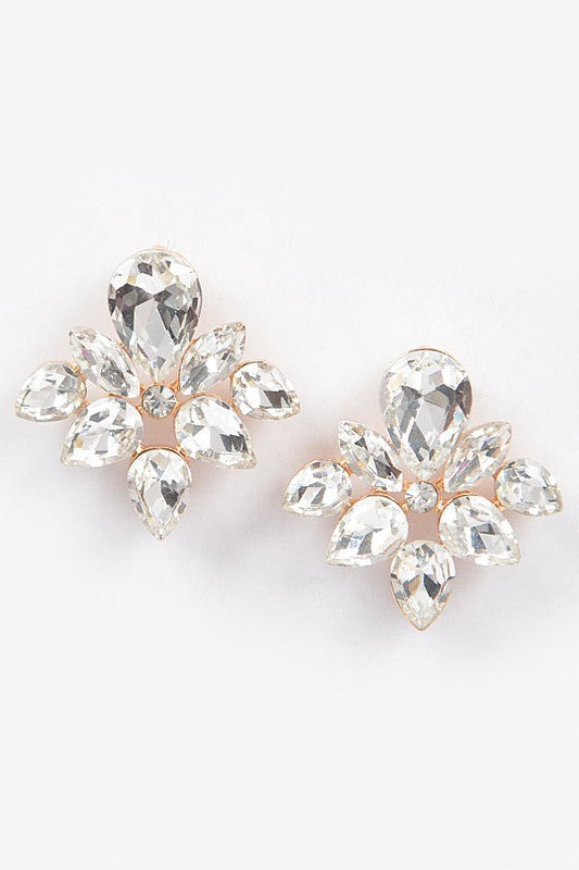 Vintage CZ Stone Drop Earrings - Clear Gold-230 Jewelry-Bag Boutique-Coastal Bloom Boutique, find the trendiest versions of the popular styles and looks Located in Indialantic, FL