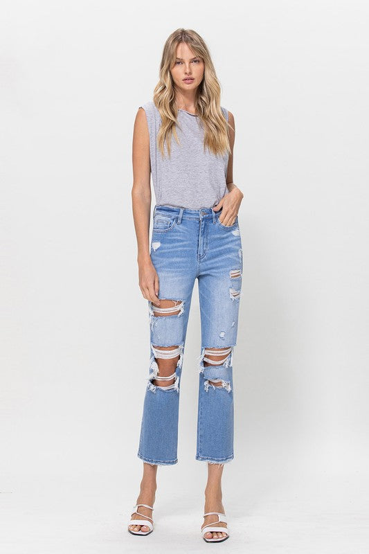 Leona Distressed Cropped Denim Jeans-190 Denim-Vervet-Coastal Bloom Boutique, find the trendiest versions of the popular styles and looks Located in Indialantic, FL