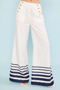 Nautical Stripe Wide Hem Pants-170 Bottoms-Main Strip-Coastal Bloom Boutique, find the trendiest versions of the popular styles and looks Located in Indialantic, FL