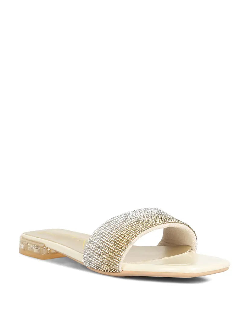 Top Flirt Rhinestone Slip On Sandals - Beige-250 Shoes-RagCompany-Coastal Bloom Boutique, find the trendiest versions of the popular styles and looks Located in Indialantic, FL