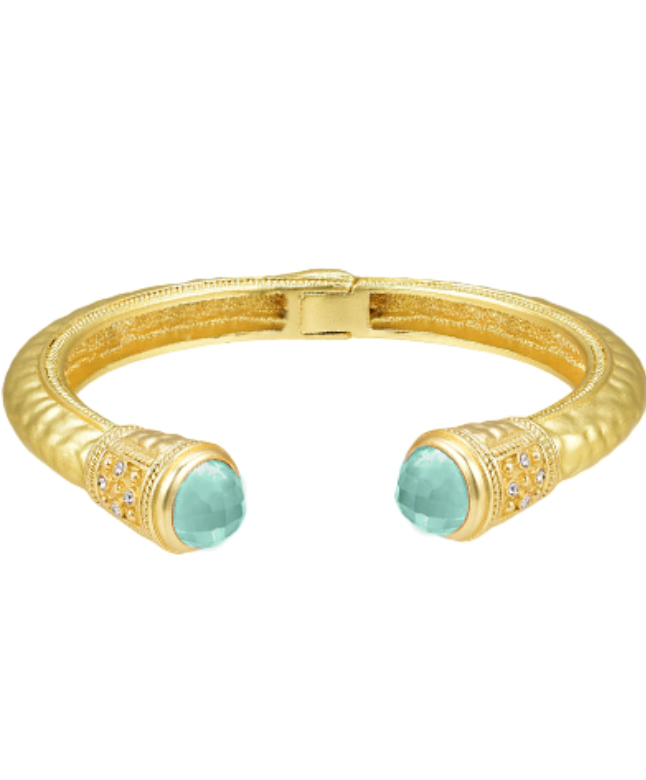 Gold Chunky Elegant Bracelet - Aqua-230 Jewelry-NYC/GS JEWELRY-Coastal Bloom Boutique, find the trendiest versions of the popular styles and looks Located in Indialantic, FL