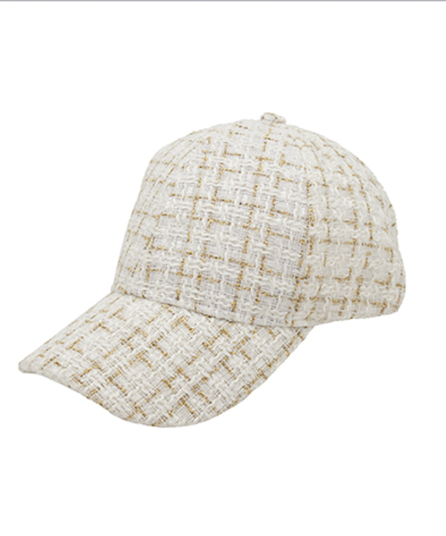 Tweed Baseball Cap - Ivory-260 Other Accessories-Golden Stella-Coastal Bloom Boutique, find the trendiest versions of the popular styles and looks Located in Indialantic, FL