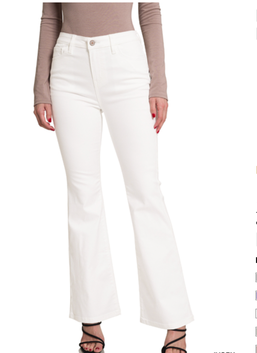 High-Rise Bootcut Denim Pants - Ivory-190 Denim-Zenana-Coastal Bloom Boutique, find the trendiest versions of the popular styles and looks Located in Indialantic, FL