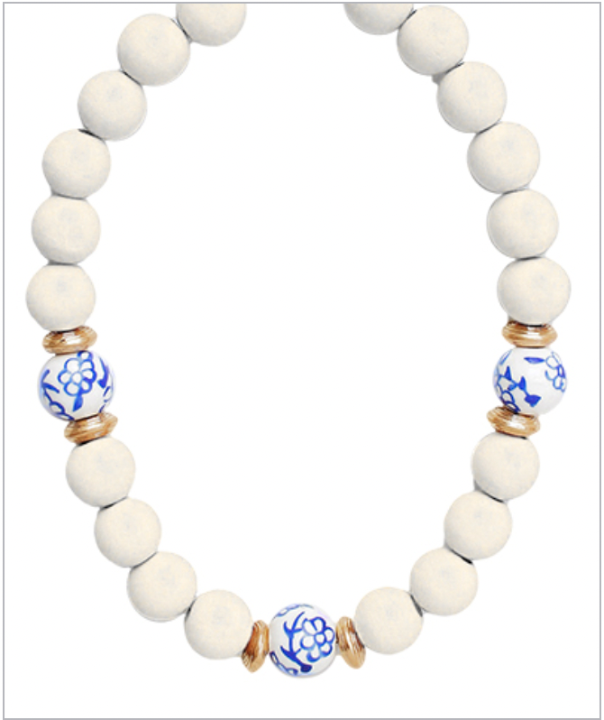 Chinoiserie Wood Necklace - Ivory-230 Jewelry-Golden Stella-Coastal Bloom Boutique, find the trendiest versions of the popular styles and looks Located in Indialantic, FL