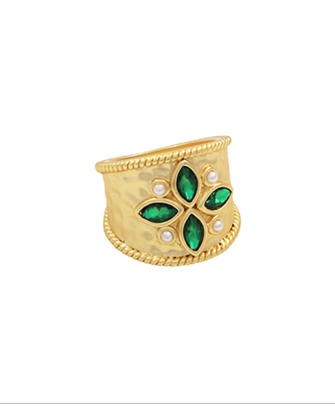 Marquise Cross Ring - Emerald-230 Jewelry-Golden Stella-Coastal Bloom Boutique, find the trendiest versions of the popular styles and looks Located in Indialantic, FL